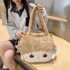 Get ready to turn heads with our Lamb Face Tote Bag! This kawaii fashion bag features a cute and quirky lamb face design. Perfect for adding a playful touch to any outfit (and for carrying all of your essentials)! Bag Size: length 40cm * height 33cm * width 9cm (1-2cm error)Material: Plush/Cotton White Harajuku Style Shoulder Bag With Large Capacity, Kawaii Large Capacity Shoulder Bag, White Harajuku Shoulder Bag With Large Capacity, Kawaii Shoulder Bag For Shopping, Harajuku Large Capacity Shoulder Bag For Shopping, Lamb Face, Fluffy Sheep, Catalog Bag, Style Japonais