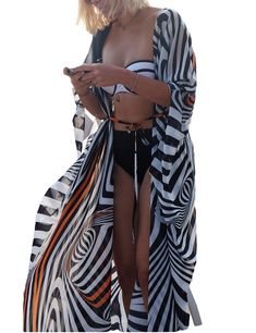 PRICES MAY VARY. Size(inch): Bust:59.05" Waist:59.05" Length:47.24" Sexy kimono with short cut sleeves and open front The long oversize fit looks more stylish and very flowy Suitable for: Party, Daily Wear, Swimming pool, Beach Sheer lightsome chiffon fabric,it's a little bit transparent Bsubseach Womens Chiffon/Rayon Beach Blouses Kimono Cardigan Long Bikini Cover Up   Feature:  Material: Chiffon/Rayon/Lace  Style: Bohemian  Sleeve: Long/Half/3/4 Sleeve  Washing: Hand Wash. Hang to dry.  Packag Plus Size Beach Wear, Very Short Dress, Beach Blouse, Striped Swimsuit, Cap Dress, Kimono Cardigan, Kimono Dress, Plus Size Maxi Dresses