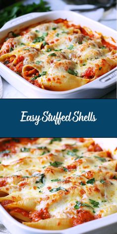 These Easy Stuffed Shells are a classic Italian-American comfort dish, perfect for a weeknight dinner or feeding a crowd. Large pasta shells are filled with a creamy ricotta mixture, topped with marinara sauce, and baked to cheesy perfection. Simple, hearty, and absolutely delicious! Stuffed Shell Fillings, Jumbo Shells Stuffed Ricotta, Filled Shells Pasta, Recipes For Jumbo Pasta Shells, Baked Stuffed Shells Ricotta, Ricotta Pasta Shells, Quick And Easy Stuffed Shells, Stuffed Shells Recipe No Ricotta, Easy Stuffed Pasta Shells