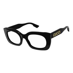 Step into the world of luxury and sophistication with the Gucci GG1154O 001 Black 53mm eyeglasses from OSSA FRAMES. This exquisite piece from the renowned fashion house Gucci is a statement accessory that exudes class and elegance. Crafted from high-quality acetate, the black frame of these eyeglasses is sleek and modern, making it a versatile addition to any outfit. The rectangular shape adds a touch of edginess to your look, while the clear demo lenses provide a unique and stylish element. The Luxury Black Round Frame Sunglasses, Luxury Clear Sunglasses For Formal Occasions, Luxury Clear Sunglasses For Formal Events, Luxury Formal Sunglasses With Round Frame, Luxury Round Frame Sunglasses For Formal Occasions, Luxury Clear Square Frame Sunglasses, Luxury Square Frame Sunglasses For Formal Occasions, Luxury Clear Gucci Sunglasses, Luxury Formal Square Frame Sunglasses