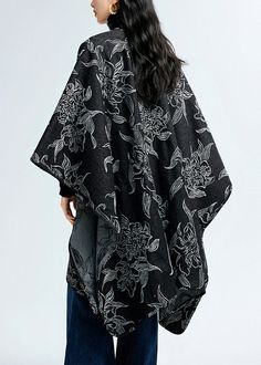 European And American Style Black Jacquard Oversized ShawlMade of fine Cotton Blended.Measurement: 88cm/34.32" * 124cm/48.36". Matches easily with daily hairstyle, dresses & Shirts Spring Black Outerwear With Batwing Sleeves, Spring Black Batwing Sleeve Outerwear, Black Jacquard Outerwear For Fall, Black Jacquard Outerwear For Winter, Black Jacquard Winter Outerwear, Black Oversized Batwing Sleeve Outerwear, Oversized Black Outerwear With Batwing Sleeve, Patchwork Denim Skirt, Daily Hairstyles