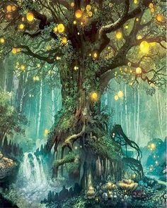 paint by numbers | fairy tree | new arrivals landscapes forest advanced | FiguredArt Fantasy Poster, Fairy Tree, Magic Forest, Hur Man Målar, Forest Wallpaper, Fantasy Art Landscapes, Magical Forest