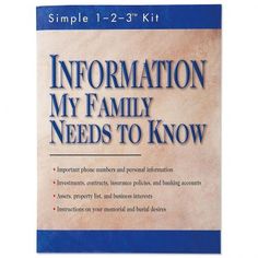 the book cover for information my family needs to know, which is blue and white