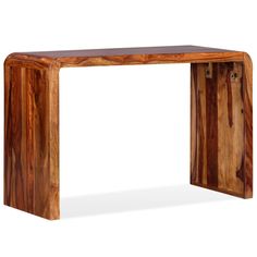 a wooden console table with one section cut out