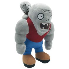 a stuffed animal with an angry look on it's face and arms, standing in front of a white background