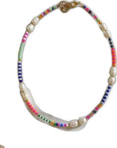 Trendy Multicolor Pearl Necklace, Trendy Multicolor Pearl Necklace Gift, Trendy Multicolor Pearl Necklace For Gift, Adjustable Multicolor Pearl Necklace For Beach, Adjustable Multicolor Pearl Necklace For Summer, Trendy Multicolor Pearl Jewelry, Trendy Multicolor Pearl Necklace With Charm, Adjustable Multicolor Beaded Necklace With Pearl Charm, Adjustable Multicolor Pearl Jewelry