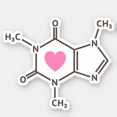 two stickers with the chemical formulas for love on them, and one has a heart