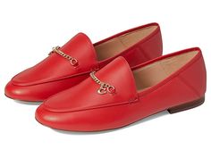 COACH Hanna Leather Loafer - Women's Shoes : Sports Red : Please Note: COACH items cannot be shipped to military addresses (APO or FPO) and addresses in Hawaii, the Virgin Islands, Guam or any other locations outside of the continental US. Keep a footwear that keep you moving more, adding COACH Hanna Leather Loafer. Leather upper. Leather lining. Leather insole with branding. Slip-on style. Round toe. Ring and chain accented band. Synthetic outsole. Imported. Measurements: Heel Height: 1 2 in We Coach Loafers Macy's, Luxury Coach Slip-on Loafers, Luxury Coach Loafers For Work, Classic Luxury Coach Loafers, Luxury Coach Elegant Loafers, Elegant Coach Luxury Loafers, Luxury Classic Coach Loafers, Coach Hayley Loafer, Luxury Women's Coach Loafers