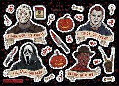 halloween stickers that say, thank god it's friday