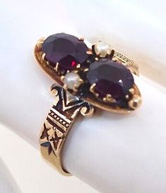 Antique Victorian 1800's 14k Rose Gold Garnet & Seed Pearl Ring  | eBay Victorian Oval Ruby Ring, Pomegranate Ring, 1800s Jewelry, Antique Rings Victorian, Seed Pearl Ring, Antique Jewelry Rings, Victorian Rings, Seed Pearl, Garnet Rings