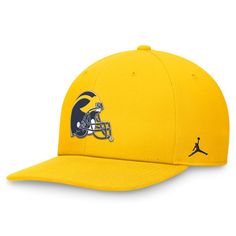 Show your Michigan Wolverines pride with this Jordan Brand Primetime Pro Snapback Hat. This stylish hat features an embroidered team logo across the front panels, making a bold statement for any fan. With its high crown and structured fit, this snapback offers a modern and comfortable look whether you're cheering from the stands or repping the Michigan Wolverines around town. Curved Brim Snapback Hat With Team Logo, Team-colored Fitted Baseball Cap With Team Logo, Team Logo Baseball Cap For Fans, Team-colored Sports Hat With Curved Brim, Baseball Cap With Team Logo For Fans, Fan Gear Hats With Flat Bill, Team-colored Curved Brim Hat With Team Logo, Snapback Hat With Team Logo For Fans, Sports Hats With Team Logo And Curved Brim