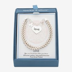 Features: Adjustable, In A Gift Box, Inspirational, Nickel FreeCircumference: 8 3/4 InchJewelry Closure: Lobster ClaspShape: Heart, ButterflyStone Cut: RoundMetal Color: Silver ToneChain Width: .8 MillimetersPendant Length: 20.1mmPendant Width: 18.1mmChain Construction: BraidCare: Wipe CleanStone Type: 1 Cubic ZirconiaBracelet Type: Charm BraceletsMetal: Pure Silver Over BrassCountry of Origin: Imported Valentine's Day Double Heart Adjustable Charm Bracelet, Adjustable Double Heart Charm Bracelet For Mother's Day, Adjustable Charm Bracelet For Valentine's Anniversary, Mother's Day Adjustable Double Heart Charm Bracelet, Adjustable Heart Charm Bracelet As Gift For Her, Heart-shaped Adjustable Charm Bracelet Gift For Her, Mother's Day Double Heart Adjustable Charm Bracelet, Adjustable Double Heart Charm Bracelet For Anniversary, Adjustable Heart Charm Bracelet For Anniversary