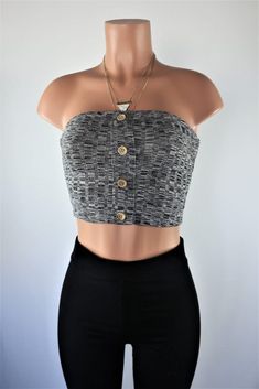 Merrin Trendy Fitted Gray Crop Top, Trendy Gray Seamless Crop Top, Trendy Seamless Gray Crop Top, Trendy Gray Cropped Crop Top, Casual Strapless Crop Top For Night Out, Seamless Cropped Tube Top For Night Out, Chic Gray Stretch Crop Top, Casual Cropped Tube Top For Night Out, Cheap Crop Tops