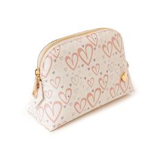 Our cosmetic bag is perfect for carrying your makeup and skincare organized. They are designed to fit perfectly in your purse or your travel bag! Features El portacosméticos no incluye los productos de la imagen. Genuine Leather Signature Heart Interior pocket Designed to stand in their own 4.5" H, 6.5" W, 2" D Feminine Zipper Pouch Cosmetic Bag For Daily Use, Feminine Cosmetic Bag With Zipper, Feminine Cosmetic Bag With Removable Pouch For Everyday Use, Feminine Everyday Cosmetic Bag With Zipper, Feminine Cosmetic Pouch For Daily Use, Feminine Travel Cosmetic Pouch Bag, Cute Cosmetic Bag With Removable Pouch, Compact Cosmetic Bag With Removable Pouch For Personal Use, Gift Cosmetic And Toiletry Zipper Pouch