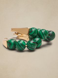 Stone Bead Huggie Earrings | Banana Republic Factory Chic Green Hoop Jewelry, Modern Green Everyday Jewelry, Chic Green Metal Jewelry, Huggie Earrings, Huggies Earrings, Stone Beads, Statement Pieces, Banana Republic, Jewelry Collection