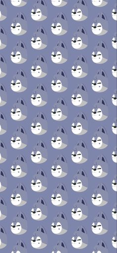 a blue and white pattern with many faces