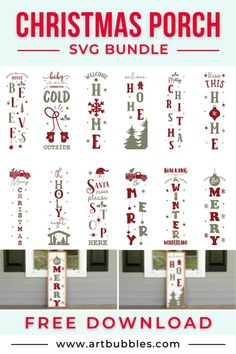 christmas porch svg bundle with free printables and instructions to make it look like the