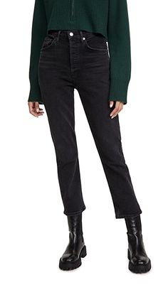 AGOLDE Riley Jeans | SHOPBOP Agolde Jeans, Straight Crop Jeans, Weekend Wardrobe, Crop Jeans, Cozy Sweatshirts, Off Duty, Off Sale, Black Denim, Stretch Denim