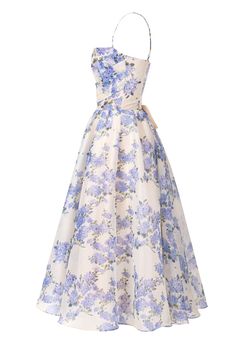 Polyester Fabric Dress, Fabrics For Dresses, Pastel Floral Dress, Blue Dress Outfits, Long Floral Dress, Midi Floral Dress, Puffy Skirt, Dress Weights, Pastel Dress