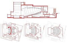 an architectural drawing shows the interior and exterior of a stadium