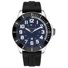 in stock Classic Black Watch With Stopwatch, Classic Black Watch Accessories With Stopwatch, Black Outdoor Watches With Date Display, Outdoor Black Watches With Date Display, Black Watch Accessories With Date Display For Outdoor, Outdoor Black Watch With Date Display, Classic Black Watch Accessories With 10atm Water Resistance, Modern Black Stopwatch Watch Accessories, Tommy Hilfiger Watch