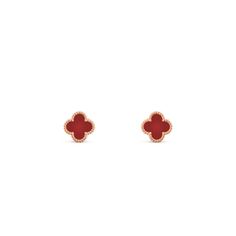 Sweet Alhambra earstuds, 18K rose gold, carnelian. Van Cleef Earrings, Brooch Jewelry, Red Earrings, Pendant Bracelet