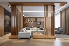 Maple Slat Wood Room Dividers Wall Divider Ideas, Tv Stand Room, Apartment Staging, Interior Design Japandi, Wooden Panel Design, Temporary Walls, Teak Interior, Fence House, Decorative Fence Panels