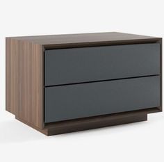 an image of a nightstand with two drawers on top and one drawer in the middle