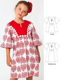 Girls Top Pattern, Girls Tunic Dress, Style Dress Patterns, 2023 Crafts, Embroidery Dress Pattern, Girls Clothes Patterns, Childrens Sewing Patterns, Sewing Pattern Shop, Girls Tunics