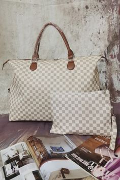 Worth the Wait! - This item typically ships in 5-10 business days! Type: Tote bag Bag size: Oversize Pattern type: Plaid Material: PU leather Imported Product measurements: 21.6*16.5*10.2 in /12.6*9.5 in Classic Shopping Backpack Bag, Large Brown Shoulder Bag For Travel, Large Square Shoulder Bag For Travel, Large Rectangular Hobo Bag For Travel, Beige Travel Bag For Shopping, Trendy Brown Bag With Luggage Sleeve, Large Satchel Travel Bag, Large Satchel Bag For Travel, Large Travel Satchel Bag