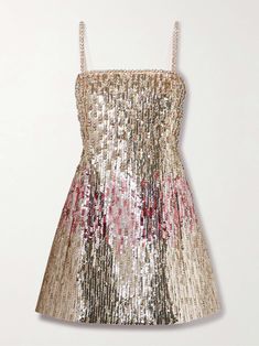 VALENTINO GARAVANI Embellished wool and silk-blend crepe mini dress Floral Dresses Short, Mini Robes, Swimsuit Dress, Embellished Dress, Dream Dress, A Line Skirt, Net A Porter, Valentino Garavani, Pretty Dresses