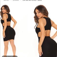 Super Sexy Cut Out Dress From Fashion Nova Size Medium New W Tags Black Cut Out Sides And Back Going Out Cutout Backless Mini Dress, Backless Cutout Mini Dress For Going Out, Going Out Backless Mini Dress With Cutout, Black Sleeveless Bodycon Dress With Cutout, Black Cutout Mini Dress For Date Night, Black Cutout Bodycon Mini Dress, Black Bodycon Mini Dress With Cutout, Casual Black Mini Dress With Cutout, Trendy Backless Black Mini Dress