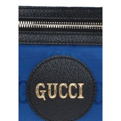 Elevate your style with this Off The Grid Blue Nylon Leather Trim Belt Bag. This belt bag is crafted with the iconic gucci charm belt and features a bold blue color and black leather trim. The large exterior pocket is perfect for holding your daily essentials. The zipper opens to a blue nylon leather lining along with one zip pocket, and one slip pocket. This Gucci belt bag is perfect for running errands, going out with friends, or attending a special event. Model: 631341 Material: Embroidered GG Nylon logo Leather black trim Silver Tone Hardware Zipper closure One interior slip pocket One interior zip pocket One exterior zip pocket Adjustable belt strap: 32"- 49" Measurements: 10" x 2" x 5" (LWH) Made in Italy Includes ity Cards and Gucci dust bag Blue Travel Bag With Logo Patch, Designer Travel Belt Bag With Zipper Closure, Designer Belt Bag With Zipper Closure For Travel, Designer Belt Bag For Travel With Zipper, Designer Blue Bags With Logo Hardware, Luxury Travel Belt Bag With Logo, Charm Belt, Gucci Belt Bag, Bag Names