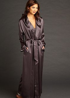 Ariadne Silk Robe Chic Satin Robe For Formal Occasions, Chic Satin Formal Robe, Elegant Silk Robe For Evening, Elegant Silk Evening Robe, Elegant Fitted Robe For Evening, Elegant Long Sleeve Robe For Daywear, Chic Formal Satin Robe, Elegant Long Fitted Robe, Elegant Fitted Evening Robe