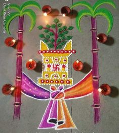 a decorated rangdi with palm trees and lights