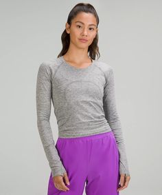 Swiftly Tech Long Sleeve Shirt 2.0 *Race Length | Women's Long Sleeve Shirts | lululemon Lululemon Long Sleeve Shirts, Lululemon Shirts, Lululemon Swiftly Tech Long Sleeve, Swiftly Tech Long Sleeve, Lululemon Shirt, Lululemon Long Sleeve, Lululemon Swiftly Tech, Garment Fabric, Lululemon Swiftly