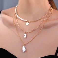 This Unique Piece Is A Wonderful Addition To Your Wardrobe And Your Style; Sure To Get Lots Of Compliments! Gshmjh00m00m6a2 Chic White Chain Necklace With Pearl Charm, Chic White Pearl Necklace, Trendy White Chain Necklace With Pearl Charm, Chic White Pearl Chain Necklace, Trendy White Pearl Clavicle Chain Necklace, White Pearl Necklace With Clavicle Chain, Trendy White Pearl Clavicle Necklace, Chic White Layered Necklace, Chic White Necklace With Clavicle Chain