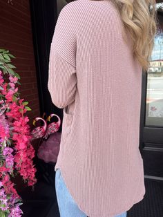 Crafted from high-quality ribbed material, this Lauren Dusty Rose Cardigan features a stylish long sleeve design and a round hemline. With the added convenience of front pockets, it's perfect for keeping warm and looking fashionable. A must-have addition to any wardrobe. Polyester and Spandex Blend Material. Hand Wash Cold. Model is wearing a small. She normally is a medium. This runs a little big. Rose Cardigan, Denim Short Dresses, Long Sleeve Design, Ribbed Cardigan, Dressy Casual, Dress Romper, Sleeve Designs, Dusty Rose, Keep Warm