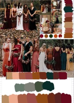 the color scheme for this wedding is red, orange and green with lots of other colors