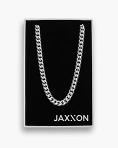 The new 8mm Youth Cuban Link Chain is a stylish and durable accessory designed for the fashion-forward youth. Crafted from high-quality materials, this chain features a sleek and bold design with interlocking links, and our signature box clasp to ensure both comfort and resilience. JAXXON 8mm Youth Cuban Link Silver Chain | 16" Silver Chain For Men, Link Design, Solid Gold Chains, Box Clasp, Silver Shop, Cuban Link Chain, Engraved Items, Cuban Link, Bold Design