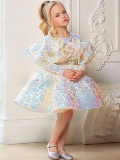 Kids Little Girls' Dress Sequin A Line Dress Wedding Performance Ruched Sparkle Rainbow Knee-length Long Sleeve Princess Sweet Dresses Fall Spring Regular Fit 3-12 Years 2024 - $67.99 A Line Dress Wedding, Unicorn Dresses For Kids, Rainbow Costume, Wedding Performance, Sweet Dresses, Cheap Flower Girl Dresses, Girls Dresses Online, Princess Flower, Kids Gown