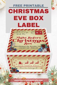 a christmas eve box label with the text, free printable christmas eve box label