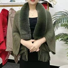 This thick cute shawl can keep you warm during winter while making you look elegant and cozy!❥ Simple, fashionable, elegant shawls enhance those single clothes and leave a lasting memory.❥❥ Stay warm and elegant in the coming autumn and winter FEATURE: High-quality material: High-quality faux rabbit fur. Soft and comfortable. Reason: Keep warm and elegant. Spacious wrap coat can wear thick sweaters underneath; perfect to wear to work. Perfect for brides, bridal dinners, shows, and women ladies o Single Clothes, Sport Suit Women, Women Long Cardigan, Elegant Shawl, Fur Shawl, Poncho Cape, Wrap Cardigan, Sweater Brands, Knitting Women Sweater