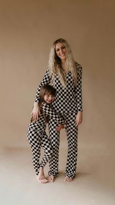 Black Checkered | Women's Bamboo Pajamas – Worn Wild Dress Like Mommy Pjs, Black Pajamas Set Women, Mommy And Me Robe Set, Mom Pajamas Cute, Affordable Letter Print Onesie For Loungewear, Black And White Matching Pajamas, Overalls And Sweater, French Baby, Checker Board