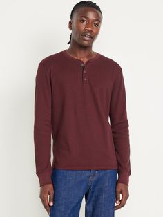 crew neck long sleeves button-henley placket relaxed fit hits at hip model is approx.  6'1" and wears size mmachine wash according to the care instruction label  . Best Holiday gift for Men , perfect T Shirts for Christmas! Waffle Henley, Holiday Gifts For Men, Henley Shirt Men, Henley T Shirt, Old Navy Men, Family Maternity, Family Pajamas, Henley Shirts, Toddler Boys