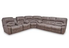 a sectional couch with recliners on it