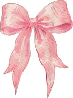 a pink bow on top of a white background with clippings to the side