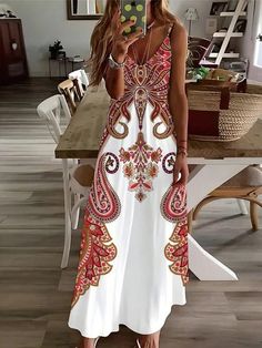 Sun and Sand Strappy Dress: Perfect for Summer Fun White Printed Sundress For Beachwear, Red Beach Sundress For Spring, Red Sundress For Beach And Spring, Spring Red Sundress For Beach, Casual Spaghetti Strap Beach Dress For Summer, Casual White Beach Dress For Summer Parties, White Backless Sundress For Vacation, White Casual Sundress For Beach Season, White Casual Sundress For Beach