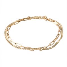 Introducing our stylish Double Chain Link Bracelet from Cenovajewelry. This bracelet features a unique fusion of two different chain types, the trendy paperclip chain and the classic Miami Cuban chain. The result is a versatile and eye-catching design that gives the appearance of wearing two distinct bracelets while actually wearing just one. *Free Express International Shipping *Next business day shipping The bracelet showcases a combination of the sleek paperclip chain and the bold Miami Cuban chain, intricately linked together to create a seamless and cohesive piece. The contrast between the two chains adds depth and visual interest, making it a standout accessory for any occasion. PRODUCT DETAILS *The product is made of 100% 14k Solid Gold  *       It has a 14K or 585 stamp on item. (W Gold Double Band Bracelets For Formal Occasions, Gold Double Band Bracelet For Formal Occasions, Gold Double Strand Bracelet For Formal Occasions, Classic Gold Bracelets With Double Chain, Classic Gold Double Chain Bracelet, Classic Gold Bracelet With Double Chain, Gold Cuban Link Bracelet, Bracelet Paper, Chain Types