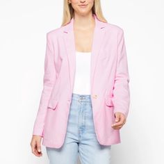 Nwt And In Perfect Condition Color: Pink Size Extra Small 55% Linen, 45% Cotton, And The Trim Is 100% Polyester Steve Madden Jacket, Orange Blazer, Plaid Shirt Women, Black Winter Coat, Long Blazer, Pink Blazer, Grey Blazer, Oversized Blazer, Plaid Blazer